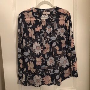 LOFT LS Floral Sheer Blouse